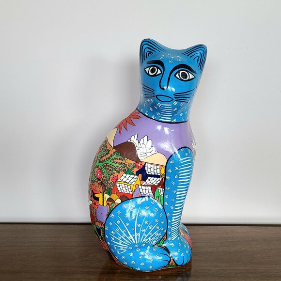 Vintage large 13'' tall Hand painted ceramic terracotta Mexican Tonala - Picture 1 of 9